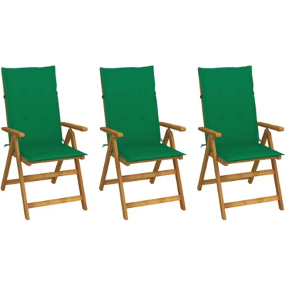 Afbeelding van Tuinstoelen 3 st inklapbaar met kussens massief acaciahout