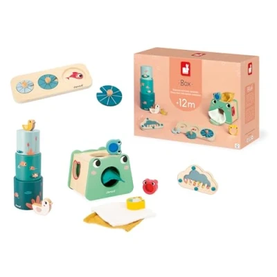 Image de Jeu d&#039;éveil Janod Box Bâton de Pluie Boîte à Formes Pyramide et Puzzle