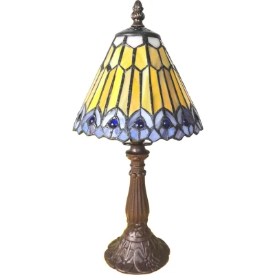 Afbeelding van LumiLamp Tiffany Tafellamp Ø 20x34 cm Bruin Kunststof Glas Bureaulamp