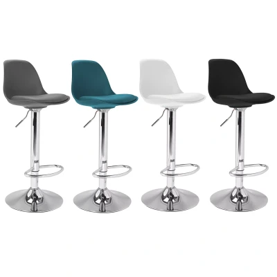 Afbeelding van Lot de 4 tabourets bar KARL mix color gris foncé, bleu canard, blanc et noir