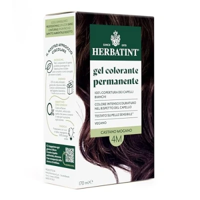 Afbeelding van Herbatint Permanente kleurgel voor haar, 4 m, mahoniebruin, 170 ml, zonder ammoniak, 100% dekking wit de gevoelige huid, met 8 natuurlijke biologische extracten