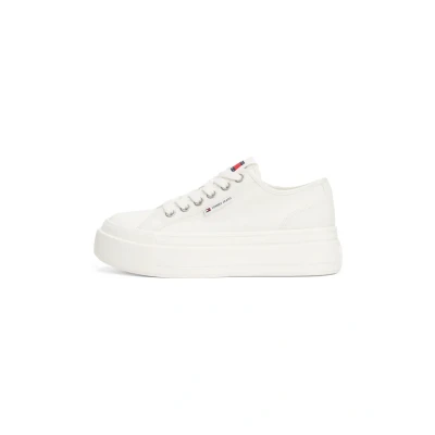 Afbeelding van Tommy Jeans Foxing Flatform Sneakers laag, Dames, Maat: 39, Ivory Katoen
