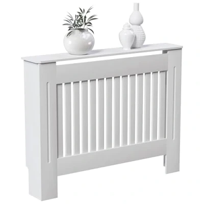Afbeelding van Vida Designs Chelsea moderne lamellen radiator hoes, wit MDF, medium