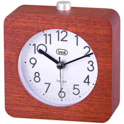 Afbeelding van Trevi SL 3843 Réveil en bois naturel avec grand cadran éclairé, bouton Snooze/lumière, sonnerie électronique croissance, mouvement silencieux de balayage