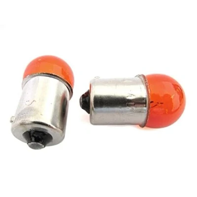 Afbeelding van Blister 2 lampen Sferica RY10W BAU15S 12V 10W Arancione Amber Per Luci Frecce Moto Piedi Storti
