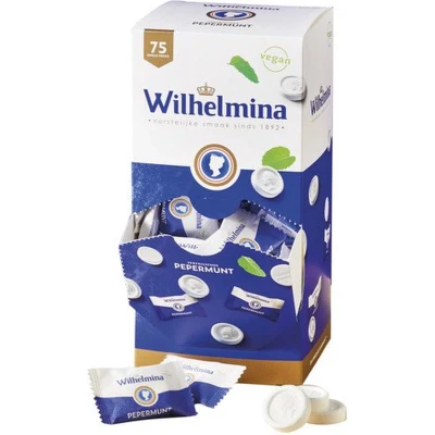 Afbeelding van Wilhelmina pepermunt vegan 75 stuks Doos 6