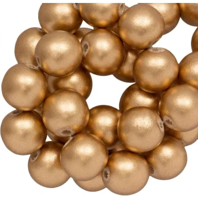 Afbeelding van Houten Kralen Metallic Look (8 mm) Gold (104 stuks)