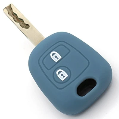Afbeelding van Finest Folia Siliconen sleutelhoes voor autosleutels met 2 knoppen, asgrijs