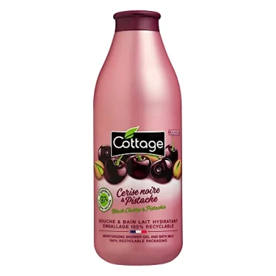 Afbeelding van Cottage Douche en badgel, hydraterende melk, 97% ingrediënten van natuurlijke oorsprong, 750 ml, gemaakt in Frankrijk, zwarte kers pistache
