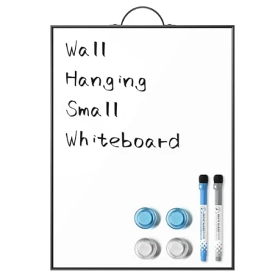 Afbeelding van ANLIOTE Klein droog uitwisbaar whiteboard, 40 x 30 cm, magnetisch oppervlak en aluminium frame voor bevestiging aan de muur, mini marker kantoor, huis, keuken, school. Inclusief 2 markers