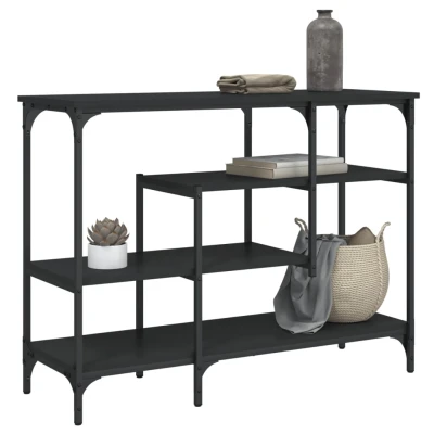 Afbeelding van Wandtafel met schappen 100x35x75 cm zwart