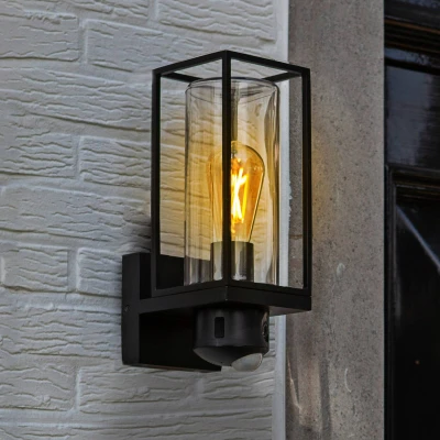 Afbeelding van Lutec FLAIR 5288811012 Wandlamp met bewegingsmelder E27 Zwart