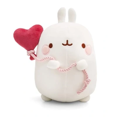 Afbeelding van MOLANG pluche dier met hartvormige ballon, 24 cm, in witte geschenkdoos, zacht pluche, schattig om te knuffelen, spelen, voor kinderen en volwassenen, geweldig cadeau idee