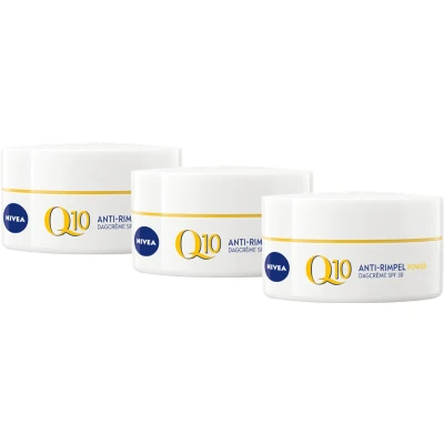 Afbeelding van NIVEA Q10 POWER Anti Rimpel Dagcrème Gezicht Alle huidtypen SPF 30 Crème Met huididentiek en creatine Verstevigt beschermt 3x50 ml Voordeelverpakking