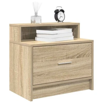 Image de vidaXL Table de chevet avec tiroir chêne sonoma 51x31x47 cm858672