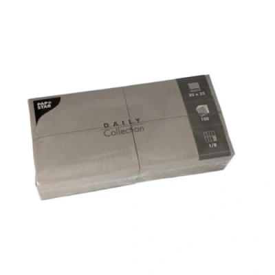 Afbeelding van PAPSTAR Daily Collection servetten, 150 stuks, gevouwen in 8 32 x cm, grijs