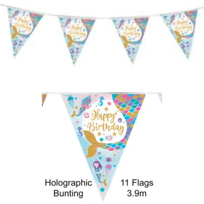 Afbeelding van Slinger iridiscent Zeemeermin Happy Birthday per stuk