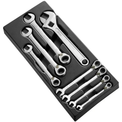 Image de EXPERT E111100 module avec 7 clés à anneau cliquet et 1 clé molette
