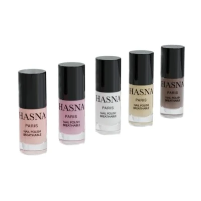 Afbeelding van Hasna Paris Nagellak Halal privécollectie milieuvriendelijk glans en lange houdbaarheid eenvoudig aan te brengen 5 x 6 ml (natuurlijk)