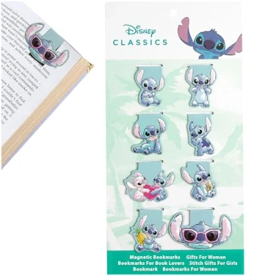 Afbeelding van Disney Stitch 8 stuks magnetische bladwijzers met paginaclip cadeaus voor haar (blauw)
