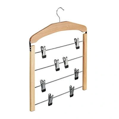 Afbeelding van Relaxdays rokhanger hout meervoud broekhanger kledinghanger antislip klerenhanger Pak van 1