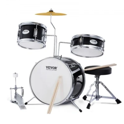 Image de VEVOR Ensemble de batterie pour enfants débutants 3PCS 355 mm​ avec siège noir