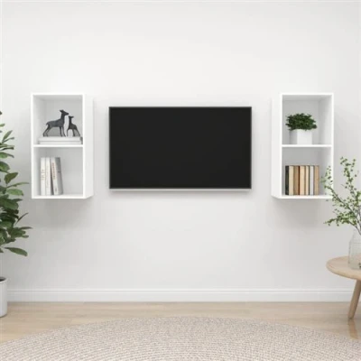 Afbeelding van vidaXL Tv wandmeubelen 2 st bewerkt hout wit