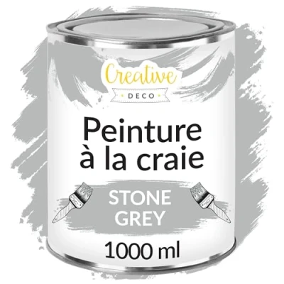 Afbeelding van Creative Deco 1000 ml Krijtverf Grijs Mat en Wasbaar Perfect voor Renovatie, Decoratie Decoupage van Meubels