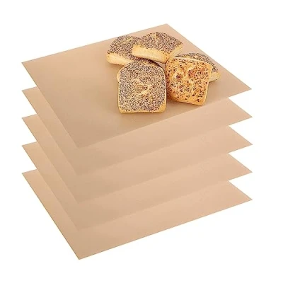 Afbeelding van COM FOUR® 5 x permanente teflon bakfolie herbruikbaar bakpapier ovenbestendig tot 260 C op maat te snijden anti aanbaklaag vaatwasmachinebestendig