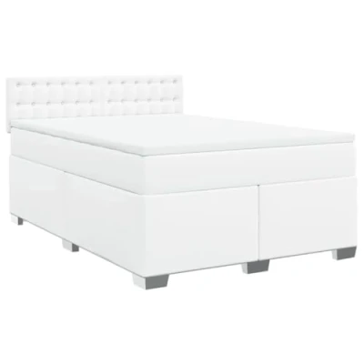 Image de vidaXL Sommier à lattes de lit avec matelas Blanc 140x190cm Similicuir