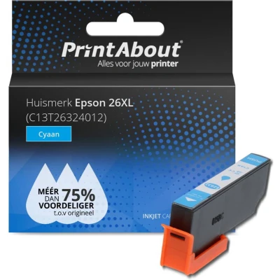 Afbeelding van Huismerk Epson 26XL (C13T26324012) Inktcartridge Cyaan Hoge capaciteit