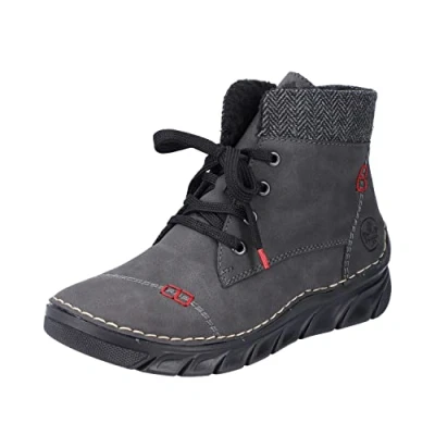 Afbeelding van Rieker dames veterlaars enkellaars warme voering 55031 45 donkergrijs