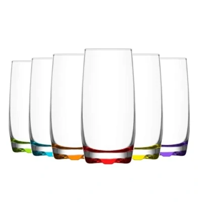 Afbeelding van Glasmark Longdrink/waterglazen Tumblers glas gekleurde basis 6x stuks 350 ml