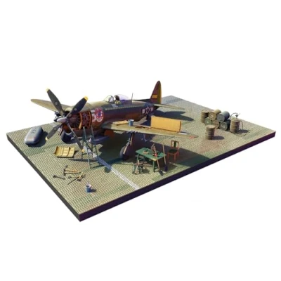 Afbeelding van 1:48 MiniArt 48018 Republic P 47D Thunderbolt Bubbletop met Basis en Accessoires Plastic Modelbouwpakket
