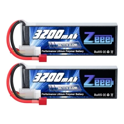 Afbeelding van Zeee 3S Lipo batterij 3200 mAh 11,1 V 50 C RC met T aansluiting voor FPV Racing Drones Racefiets Quadcopters Vliegtuig Helikopter Boot Auto (2 pakketten)