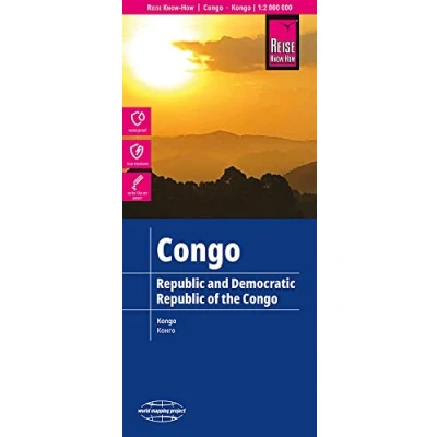 Afbeelding van Reise Know How Landkarte Kongo (1:2.000.000): Republik und Demokratische Kongo: reiß wasserfest. Höhenlinien mit Höhenangaben, farbige ... ausführlicher Ortsindex. Gedruckt auf Polyart