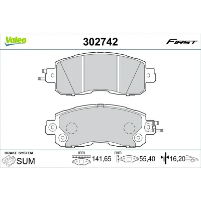 Afbeelding van VALEO 302742 Remblokkenset Vooras Excl. slijtage waarschuwingscontact Met anti kreukplaat NISSAN: Leaf I