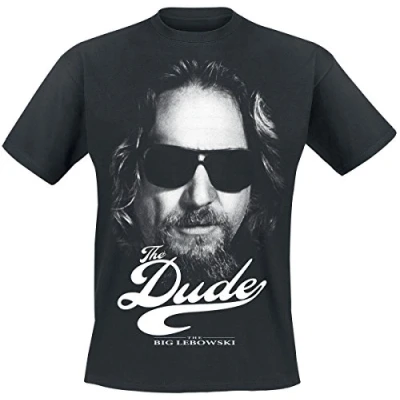 Afbeelding van The Big Lebowski Dude T shirt zwart, zwart.