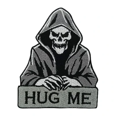 Afbeelding van Finally Home Hug Me Reaper Patch om op te strijken, doodshoofd, opstrijkbaar, voor motorrijder, motorfiets