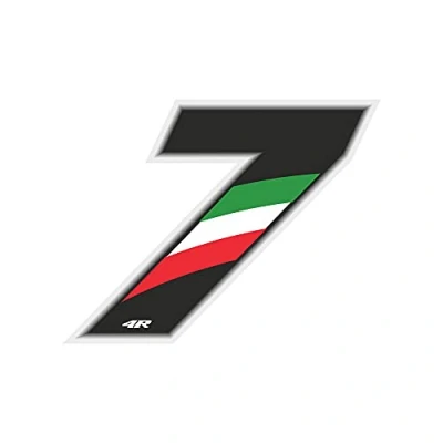 Afbeelding van 4R Quattroerre.it 13167 racenummer &quot;7&quot; motorsticker zwart/driekleurig 6,5 x 8,5 cm