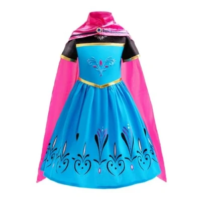 Afbeelding van Lito Angels Kostuum ijskoningin boodschappenjurk prinses met cape voor kinderen, meisjes, verjaardag, feest, carnaval, cosplay, kostuum, maat 2 3 jaar