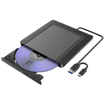 Afbeelding van externe cd dvd drive, ultraplatte USB 3.0 &amp; C CD/DVD schijf, cd, dvd, +/ rw, rom, optische brander, drive voor laptop, pc, desktop, MacBook, Windows