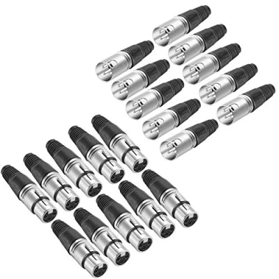 Afbeelding van Neewer XLR aansluiting voor solderen, 3 polig, 20 stuks, audio aansluiting, microfoon, 10 stekker en vrouwtjes, zinklegering (metaal)
