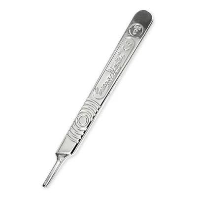 Afbeelding van HDGSAFD 1 x zilveren scalpelhandvat, titanium stalen handvat, metalen snijgereedschap, scalpel accessoires, stabiele handgreep, gegradueerde handgreep