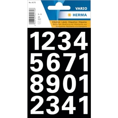 Afbeelding van Huismerk Herma 4170 Etiket met getallen 25mm 0 9 Wit 1 pakje velletje