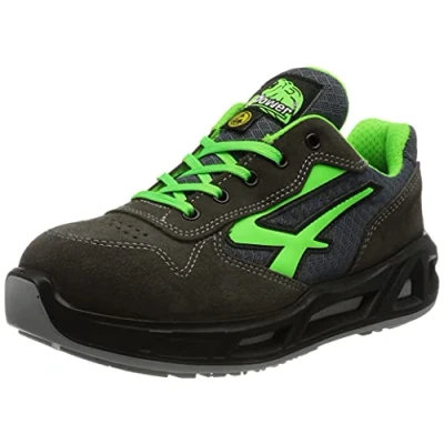 Afbeelding van U Power veiligheidsschoenen, laag, Point CARPET S1P SRC ESD, grijs, groen, RED RC20036, zwart.