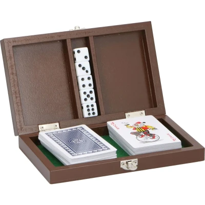Afbeelding van Lifetime Luxe Speelkaartenset Met Houten Opberg doosje 18x11x3.1cm