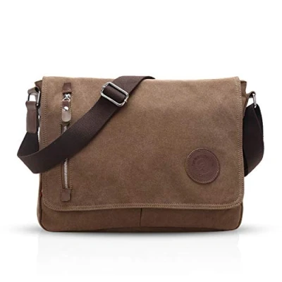 Afbeelding van FANDARE Retro Messenger Bag schoudertas 14 inch laptoprugzak heren vrouwen tas koerierstas multifunctioneel canvas, bruin, Large, schoolrugzak