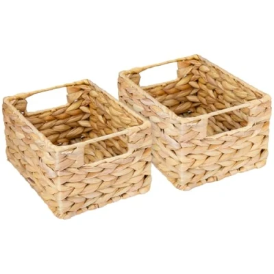 Afbeelding van HMF 2 stuks opbergmanden van waterhyacint gevlochten maat S 22 x 17 12 cm