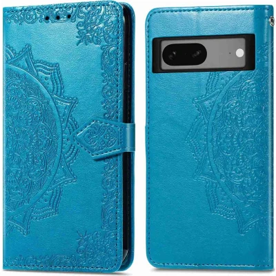 Afbeelding van iMoshion Hoesje Met Pasjeshouder Geschikt voor Google Pixel 7 Mandala Bookcase Turquoise